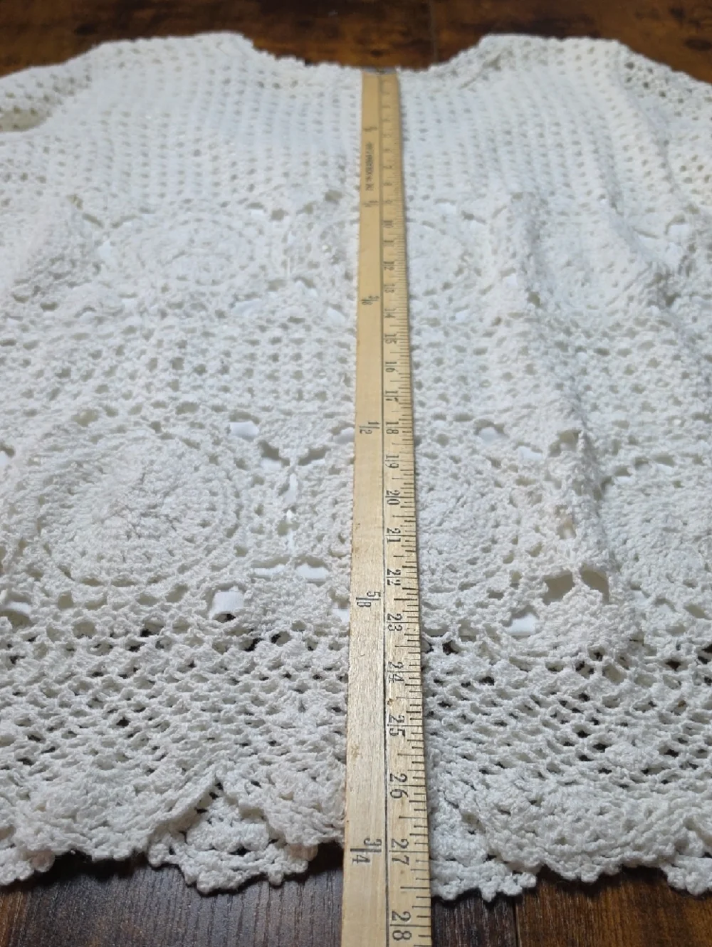 ROAMAN’S | Ivory Crochet Medallion Tunic Top Boho Cotton Ramie Scallop Trim | 1X